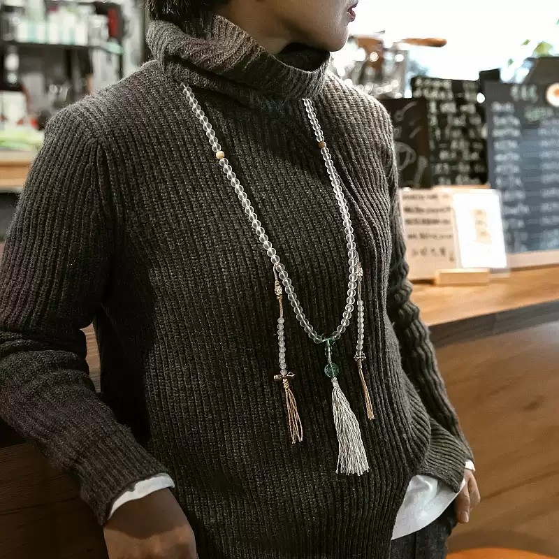 Sacred White Tara Mala – Handcrafted Glass Beads Necklace