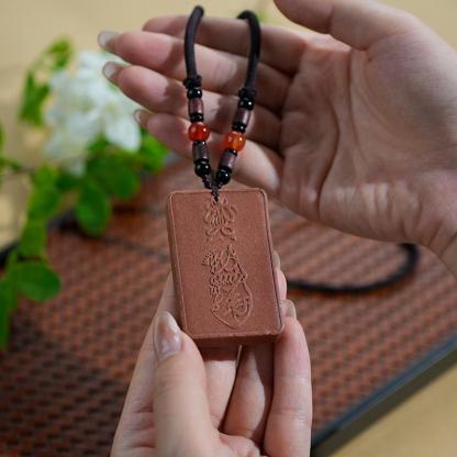 Tibetan Incense Pendant Necklace – Five-Facing Wealth Amulet Hand-Carved