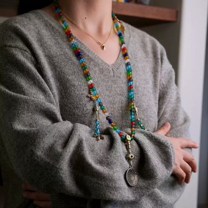 Handcrafted Tibetan-Style Traditional Liu Li 108 Bead Mala