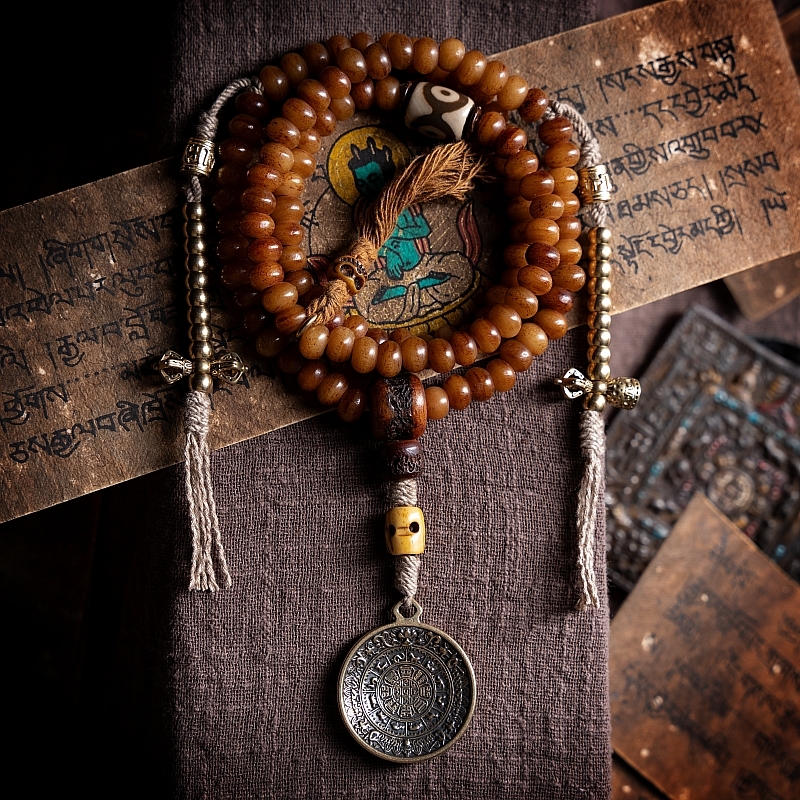 Sacred Aged High-Density Yak Bone 108-Bead Mala