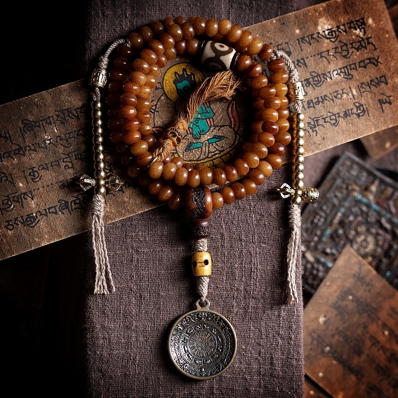 Sacred Aged High-Density Yak Bone 108-Bead Mala