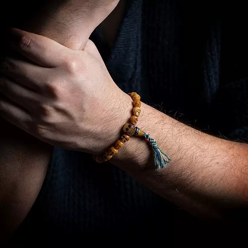 Charnel Ground Guardian Hand-Carved Yak Bone Bracelet