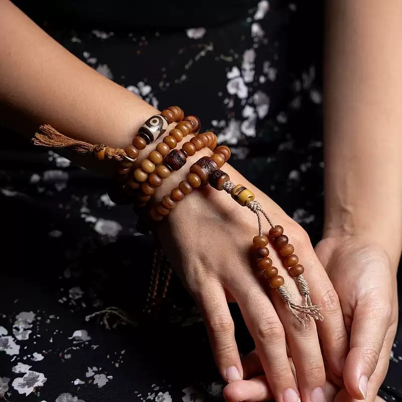 Sacred Aged High-Density Yak Bone 108-Bead Mala