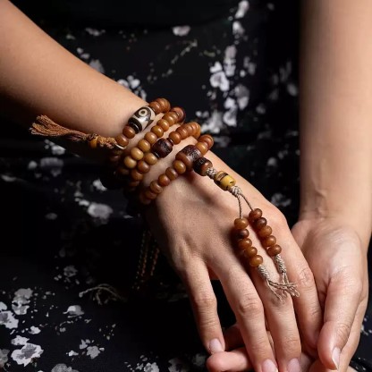 Sacred Aged High-Density Yak Bone 108-Bead Mala