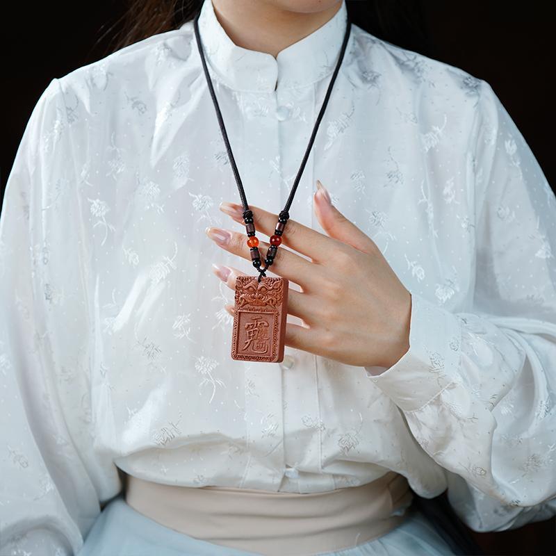 Tibetan Incense Pendant Necklace – Five-Facing Wealth Amulet Hand-Carved