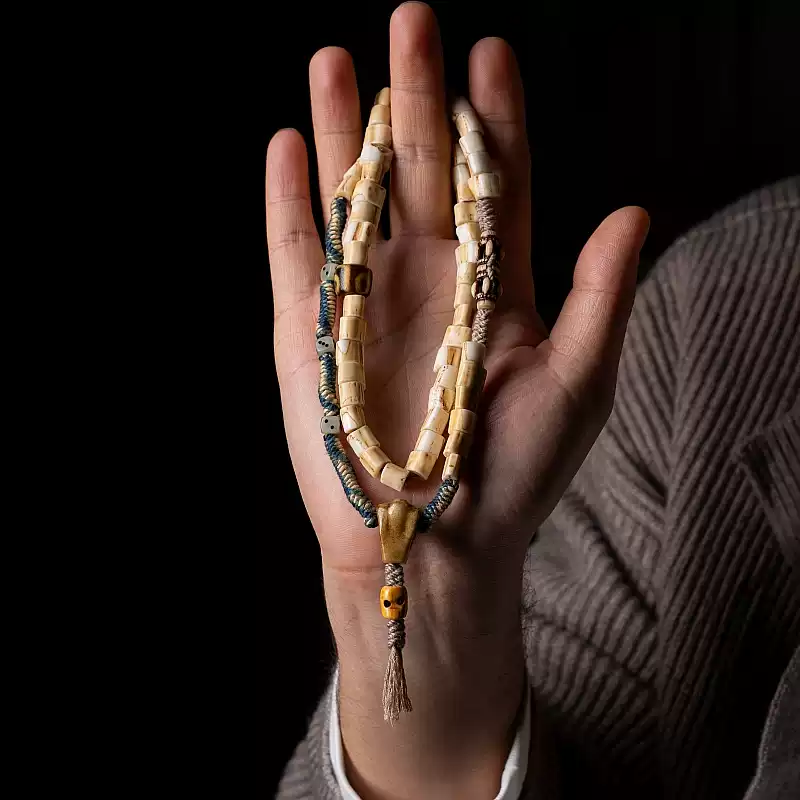 Antler Tip Yak Bone Camel Bone & Agate Mala Bracelet