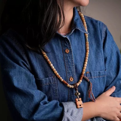 Tibetan 108 Yak & Camel Bone Mala Necklace