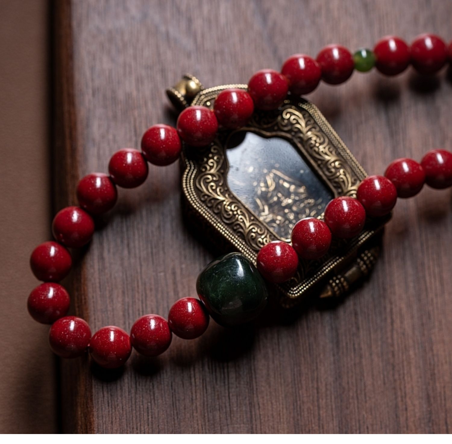 108 Beads Natural Cinnabar & Hetian Jade Mala – Bracelet and Necklace Zodiac Year