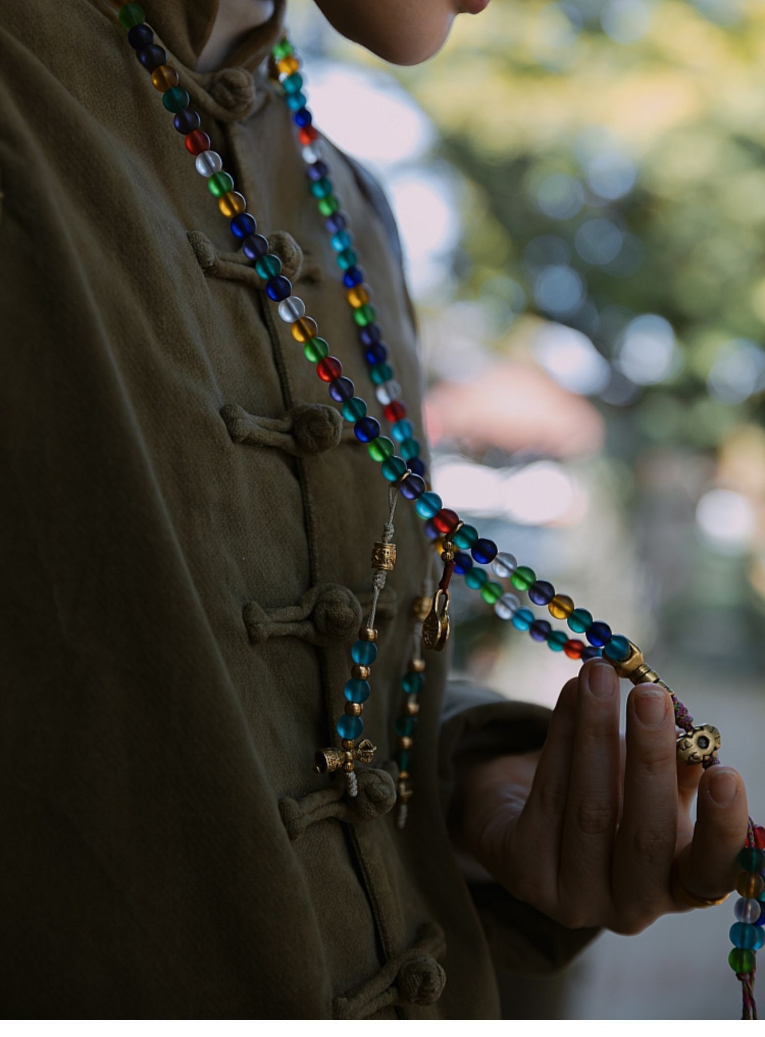 Handcrafted Tibetan-Style Traditional Liu Li 108 Bead Mala