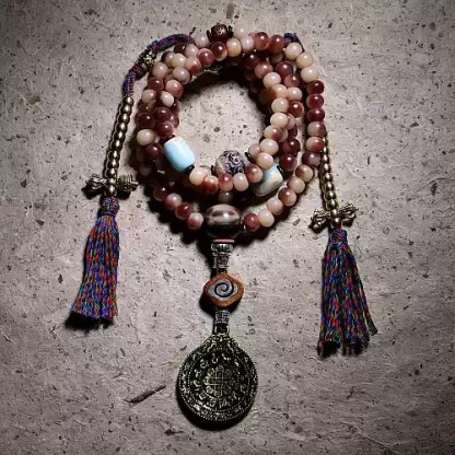 Natural Desert Camel Bone 108 Mala With Blood