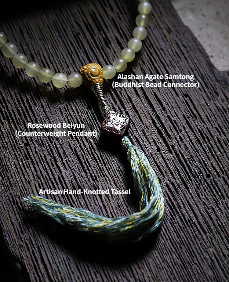 Tibetan Simplicity: Natural Highland Goat Horn Mala with Certified Beeswax Accents