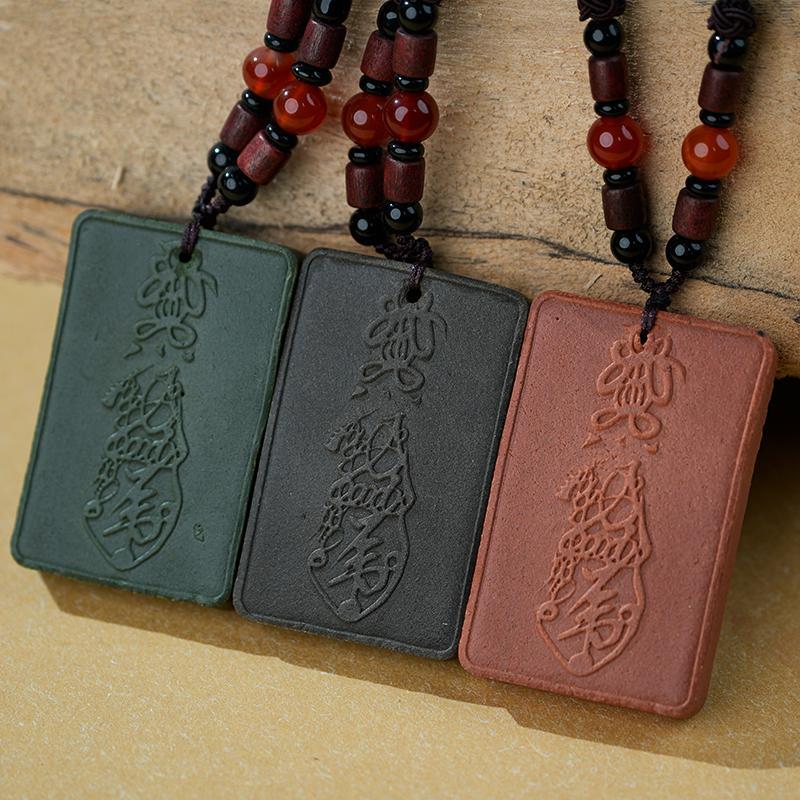 Tibetan Incense Pendant Necklace – Five-Facing Wealth Amulet Hand-Carved