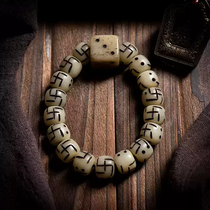 Sacred Guardians Yak Bone Bracelet – "Chitipati & Dice Edition"