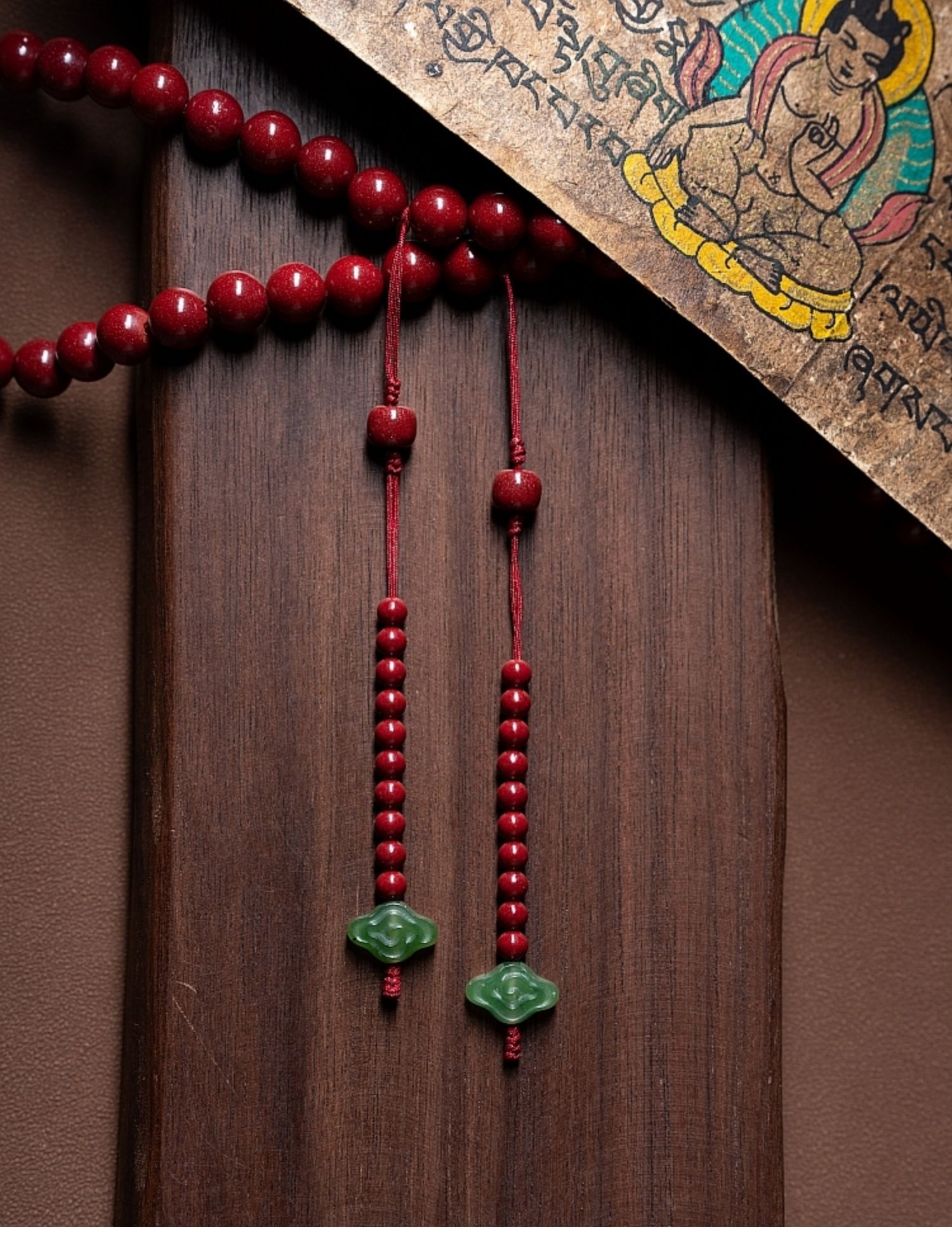 108 Beads Natural Cinnabar & Hetian Jade Mala – Bracelet and Necklace Zodiac Year