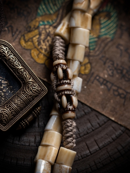 Antler Tip Yak Bone Camel Bone & Agate Mala Bracelet