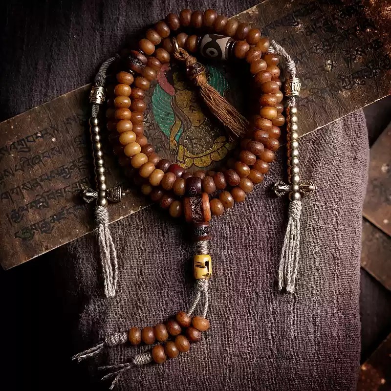 Sacred Aged High-Density Yak Bone 108-Bead Mala