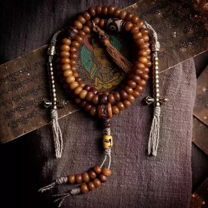 Sacred Aged High-Density Yak Bone 108-Bead Mala