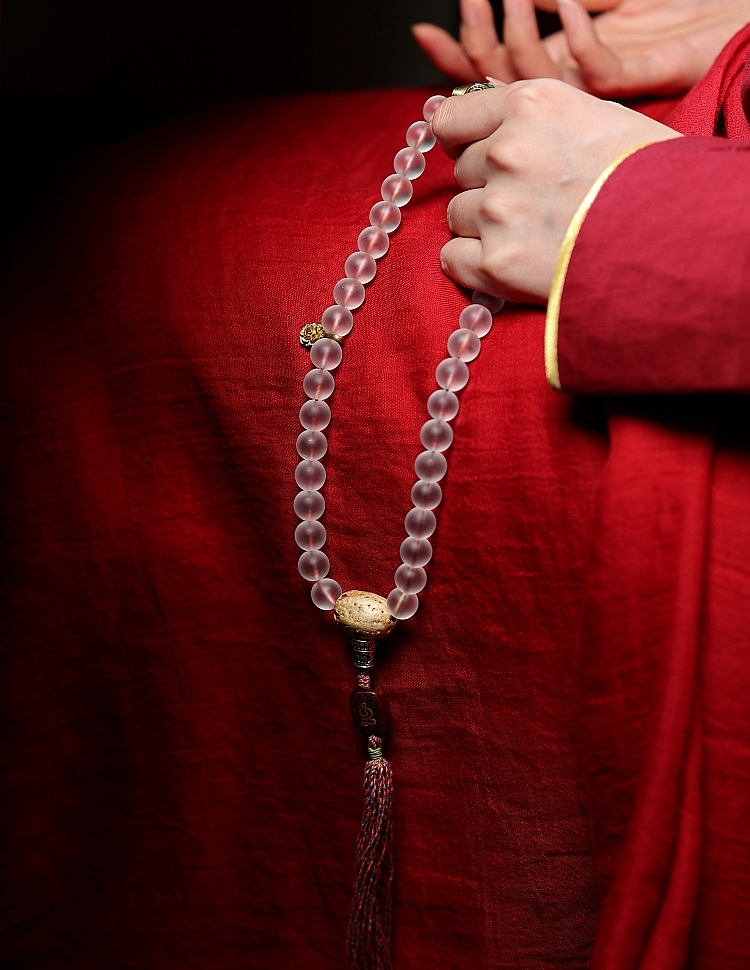 Handcrafted Tibetan Glass Bead Mala Bracelet – 36 Beads of Sacred Wisdom