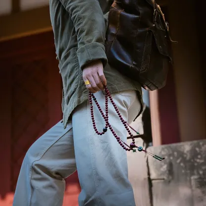 108 Beads Natural Cinnabar & Hetian Jade Mala – Bracelet and Necklace Zodiac Year