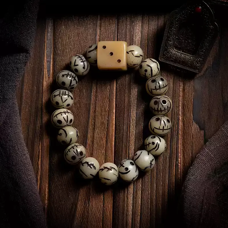 Sacred Guardians Yak Bone Bracelet – "Chitipati & Dice Edition"