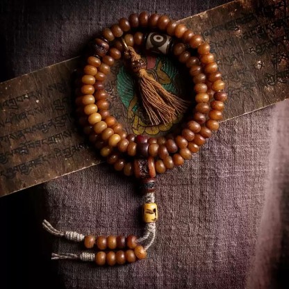 Sacred Aged High-Density Yak Bone 108-Bead Mala