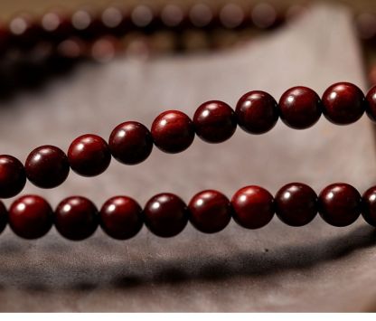 Natural Rosewood 108 Bead Mala Bracelet with Beeswax and Hetian Jade Zodiac Sign Charm