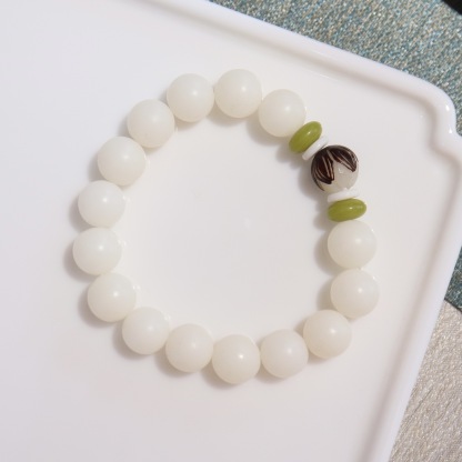Lotus White Jade Bodhi Seed Mala (108 Beads)