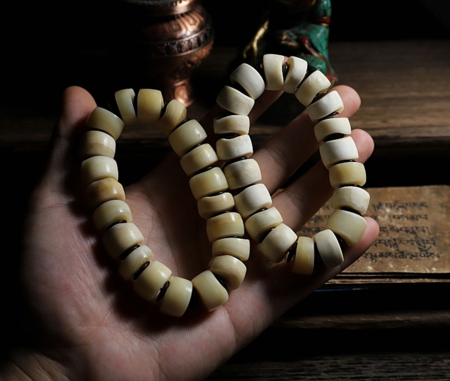 Yak Horn Bone Raw Patina108-bead Mala