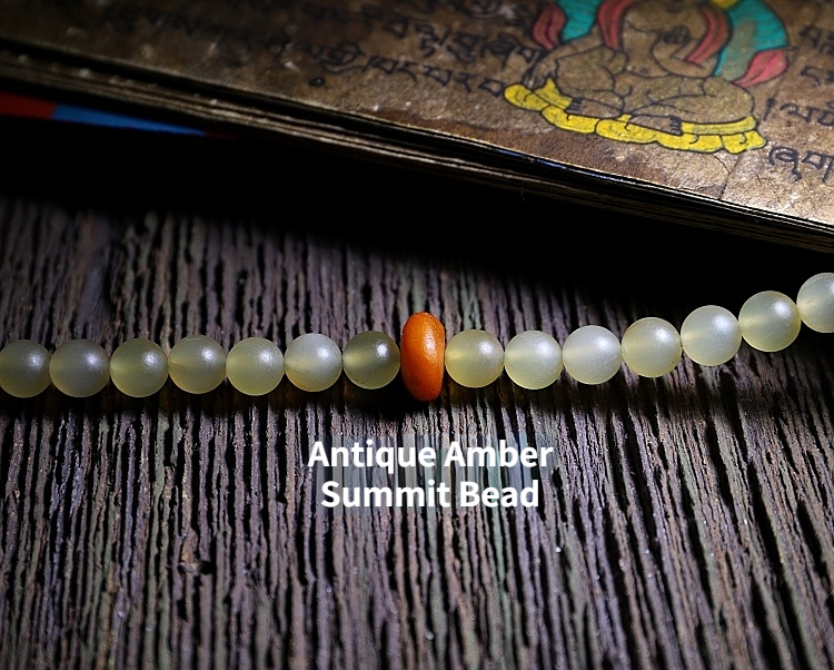 Tibetan Simplicity: Natural Highland Goat Horn Mala with Certified Beeswax Accents