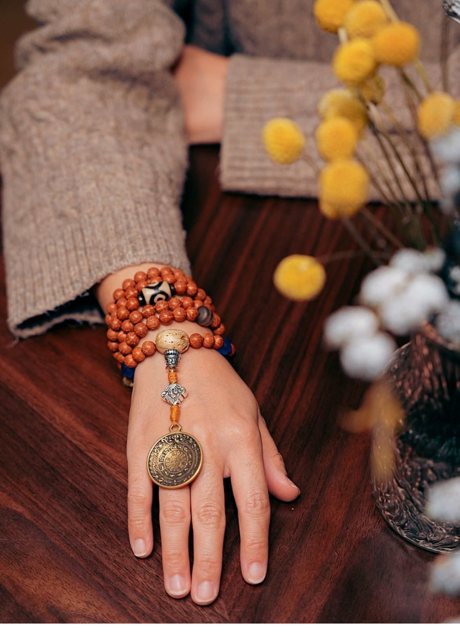 No-Tooth Vajra Bodhi Lotus Born Mala Beads Tibetan Handcrafted Necklace & Bracelet