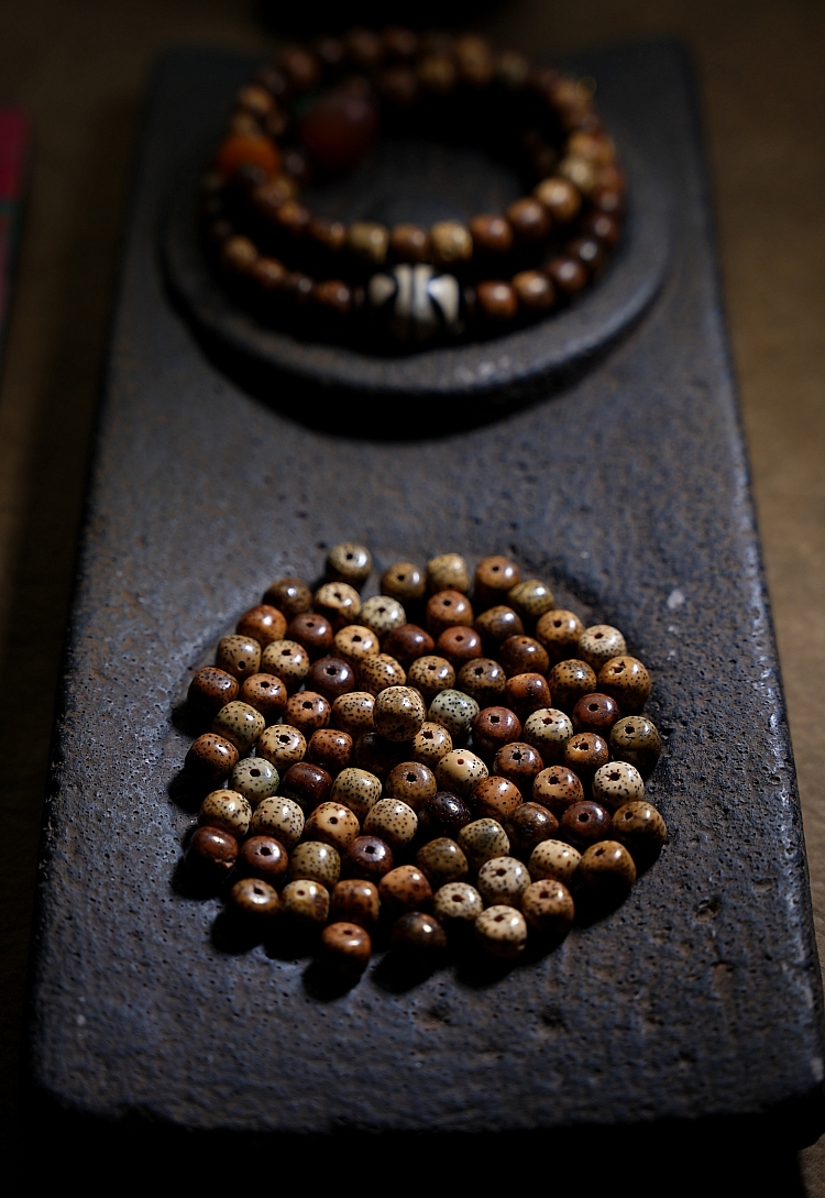 Star Moon Bodhi Seed Chenzi Beads with Dzi Beads Multi-Wrap Bracelet