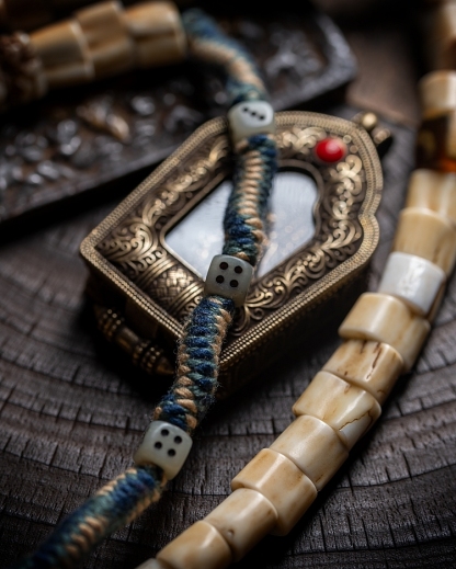 Antler Tip Yak Bone Camel Bone & Agate Mala Bracelet