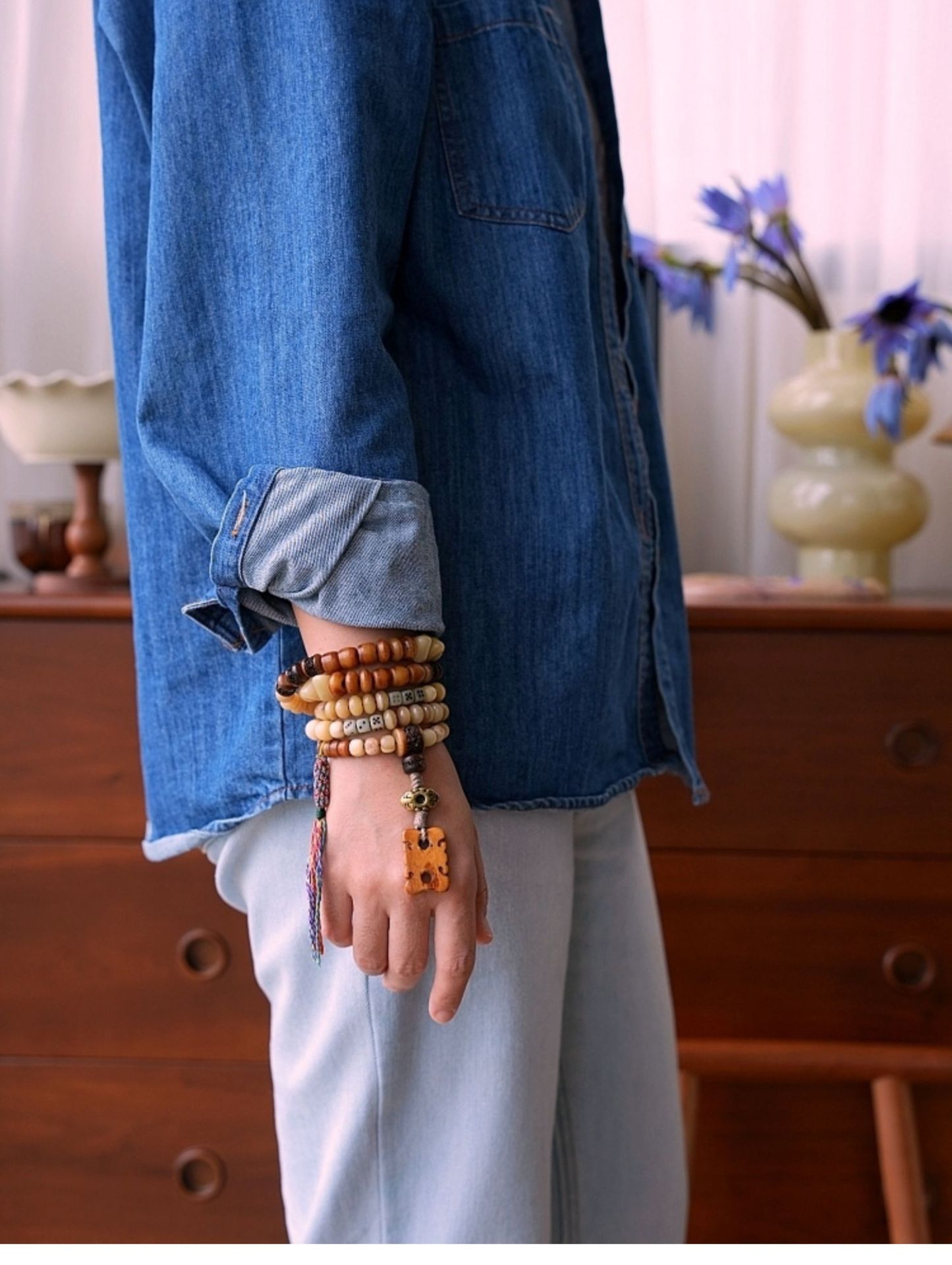 Tibetan 108 Yak & Camel Bone Mala Necklace