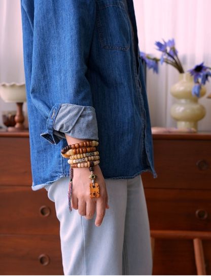 Tibetan 108 Yak & Camel Bone Mala Necklace