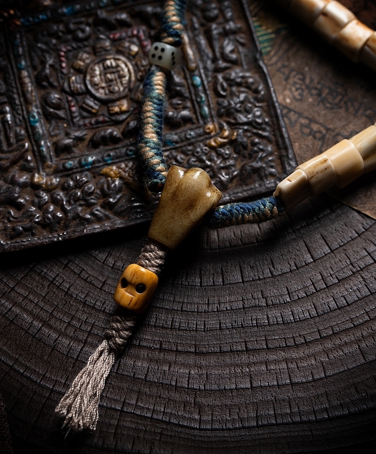 Antler Tip Yak Bone Camel Bone & Agate Mala Bracelet