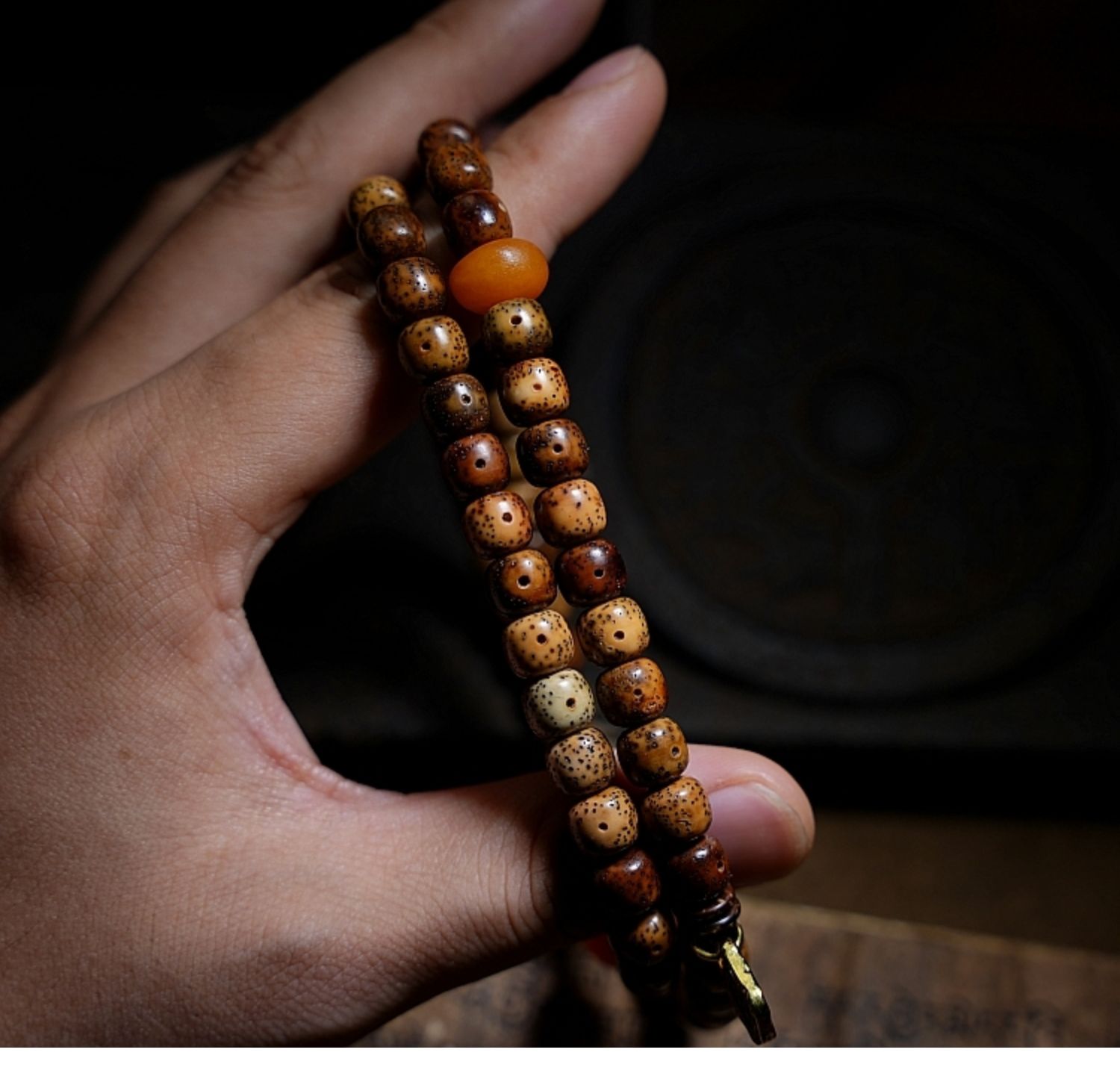 Star Moon Bodhi Seed Chenzi Beads with Dzi Beads Multi-Wrap Bracelet