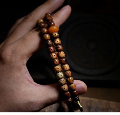 Star Moon Bodhi Seed Chenzi Beads with Dzi Beads Multi-Wrap Bracelet