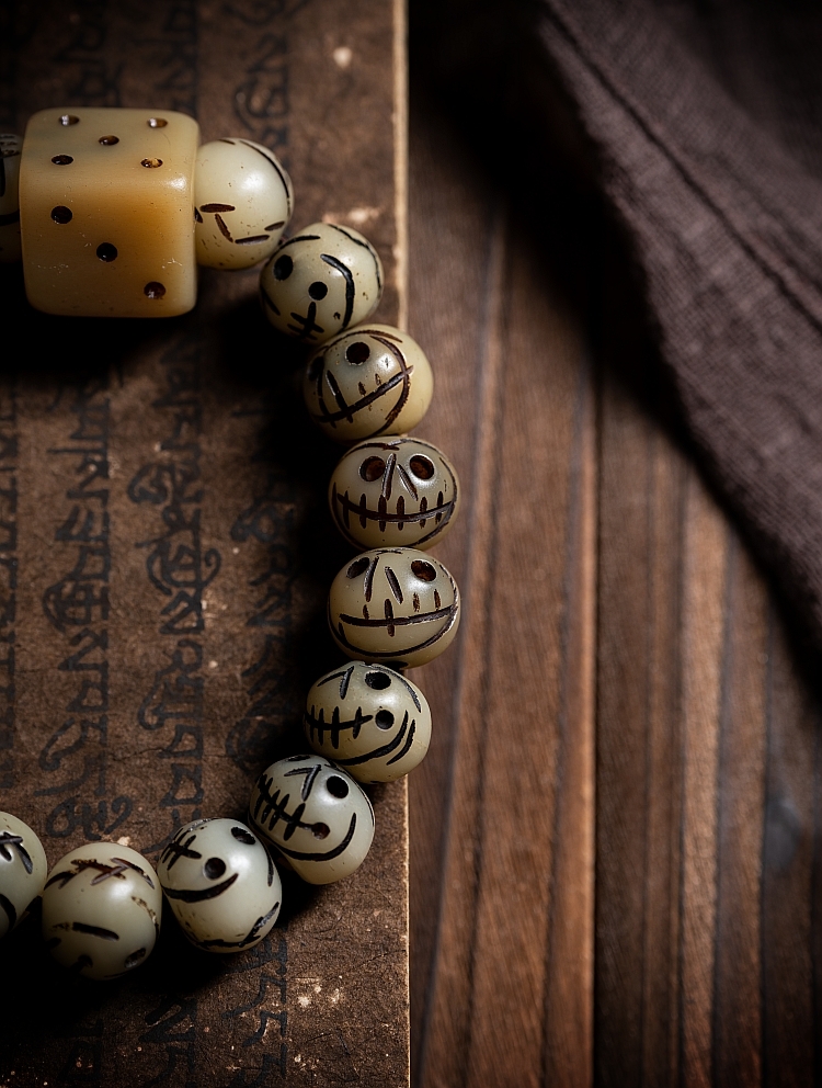 Sacred Guardians Yak Bone Bracelet – "Chitipati & Dice Edition"