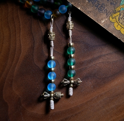 Handcrafted Tibetan-Style Traditional Liu Li 108 Bead Mala