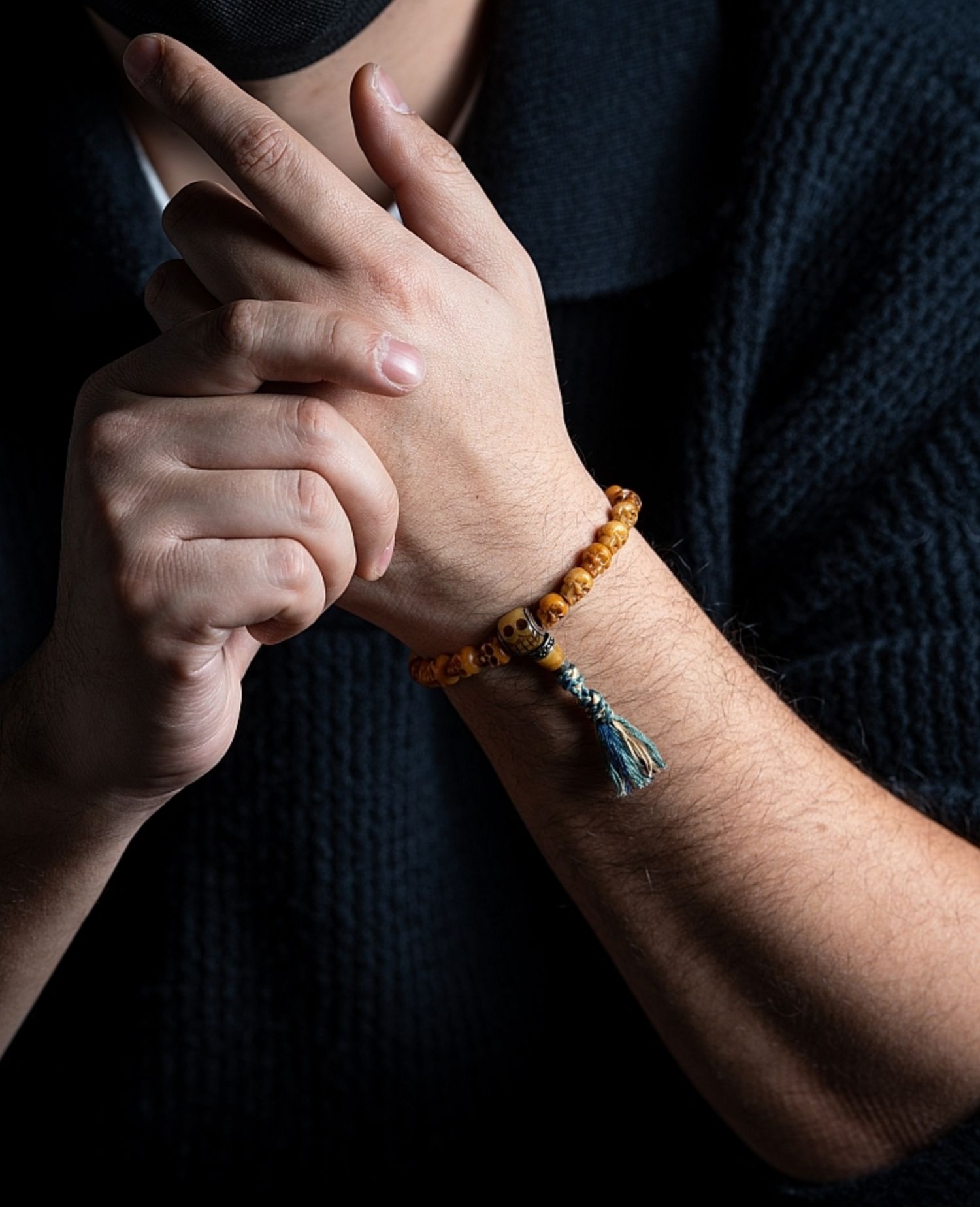 Charnel Ground Guardian Hand-Carved Yak Bone Bracelet