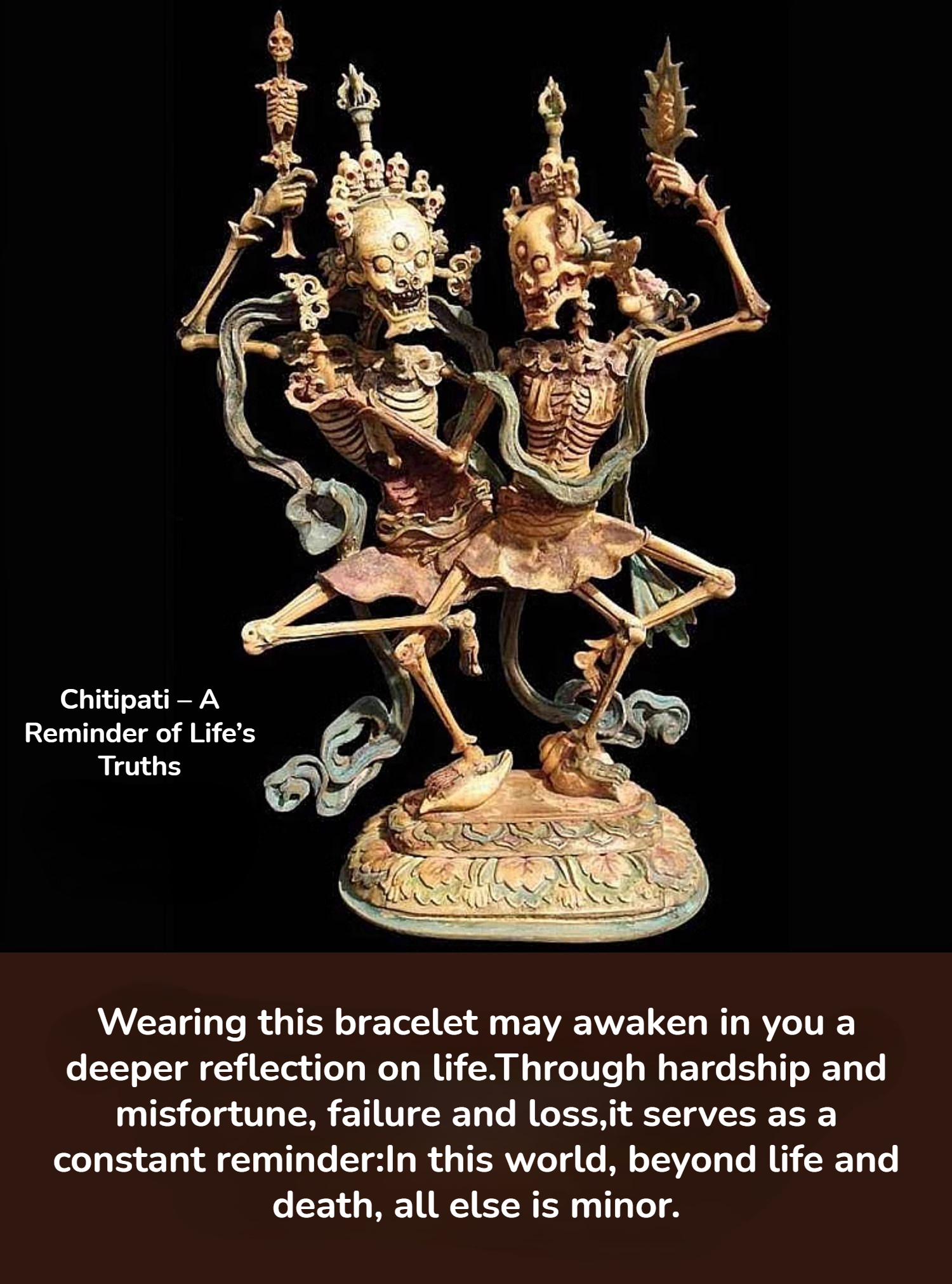 Shitro Lord Bone Bracelet: Tibetan Handcarved Goat Horn Mala with Yak Bone Skull Accents