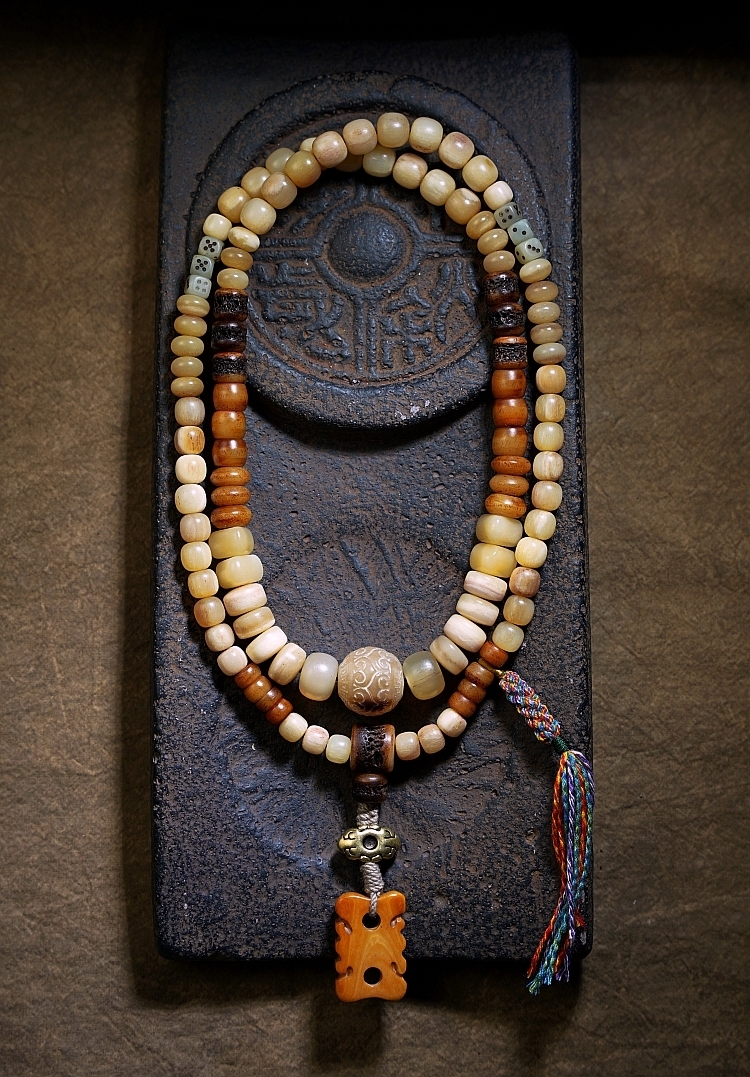 Tibetan 108 Yak & Camel Bone Mala Necklace
