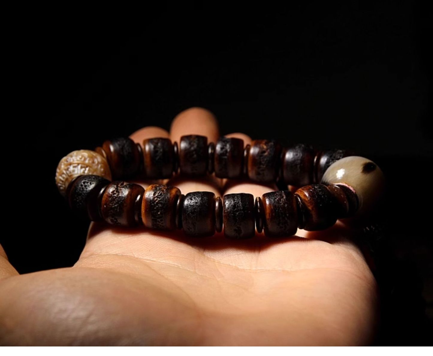 Gakala Skull Guardian Bracelet with Horn, Turquoise & Vajrayana Symbolism