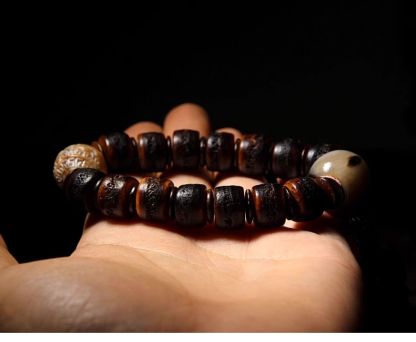 Gakala Skull Guardian Bracelet with Horn, Turquoise & Vajrayana Symbolism