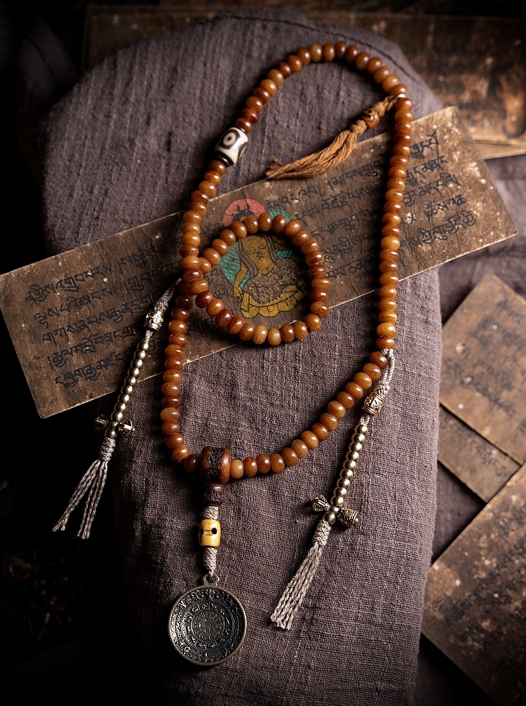 Sacred Aged High-Density Yak Bone 108-Bead Mala