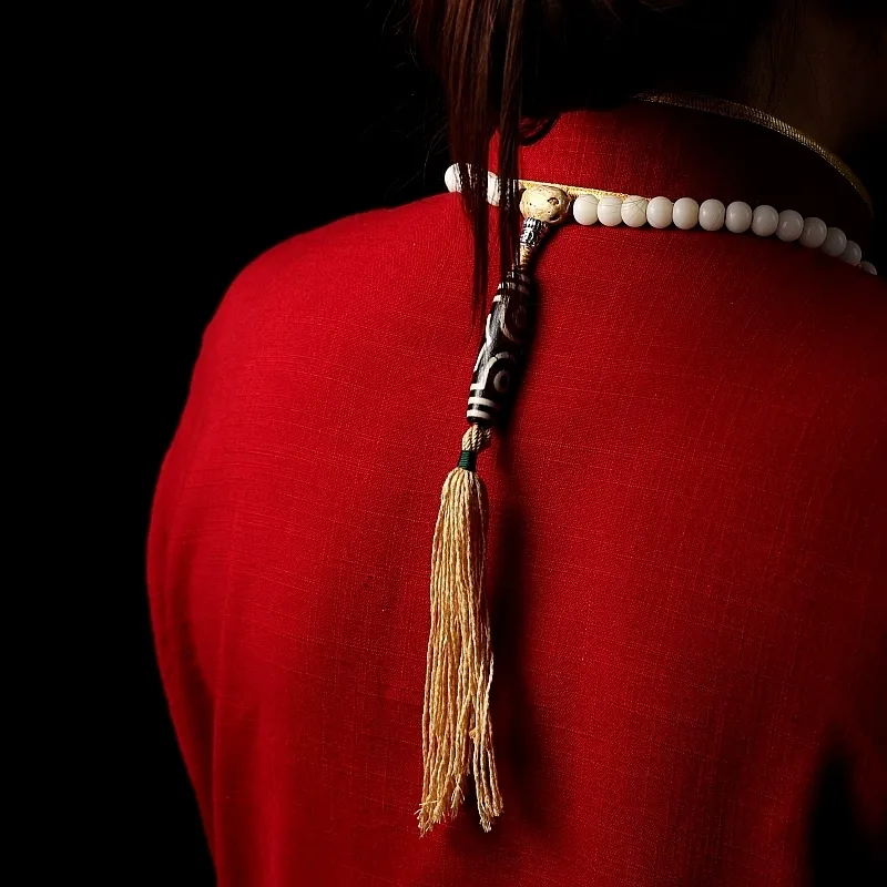 Tibetan White Bodhi Root 108 Mala - Bodhi Necklace & Bracelet