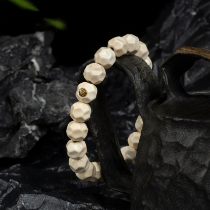 Timeless Purity Mammoth Ivory Bracelet – “Formless Presence” Edition (with 24K Gold Seal)