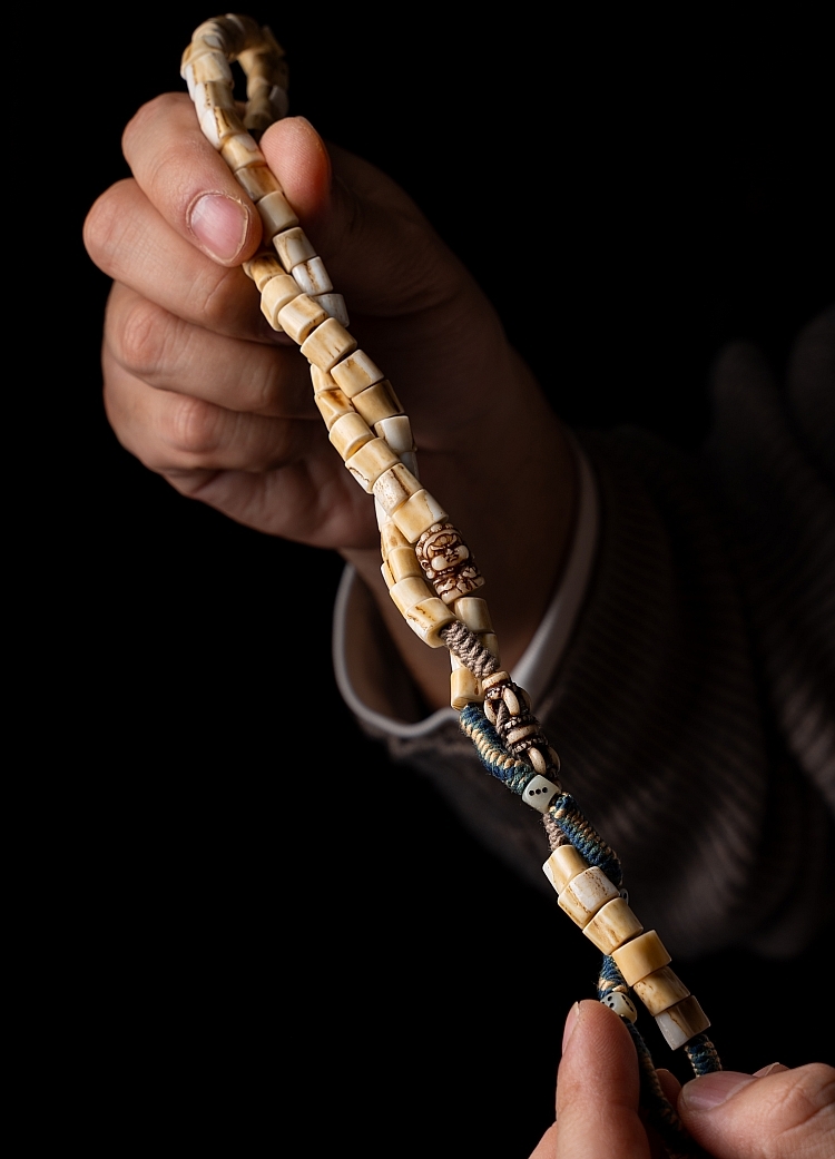 Antler Tip Yak Bone Camel Bone & Agate Mala Bracelet