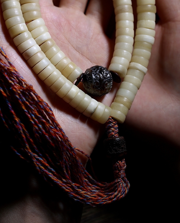 Yak Horn Bone Raw Patina108-bead Mala