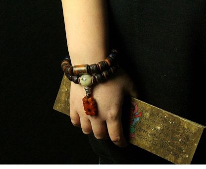 Gakala Skull Guardian Bracelet with Horn, Turquoise & Vajrayana Symbolism